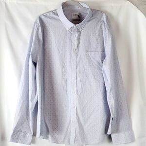 Men's blue striped and dot slim fit long sleeve shirt size XXL